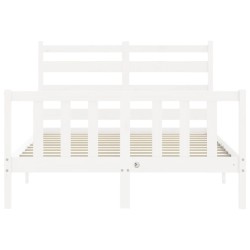 Cadre de lit sans matelas blanc 140x190 cm bois de pin massif 