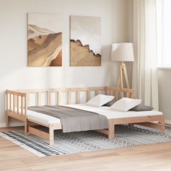 Lit coulissant 2x(80x200) cm Bois de pin massif 