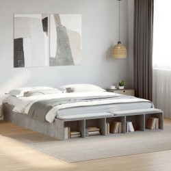 Cadre de lit sans matelas gris béton 200x200 cm 