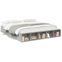 Cadre de lit sans matelas gris béton 200x200 cm 