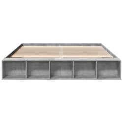 Cadre de lit sans matelas gris béton 200x200 cm 