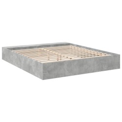 Cadre de lit sans matelas gris béton 200x200 cm 