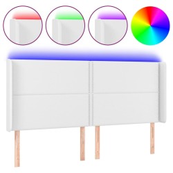 Tête de lit à LED Blanc 163x16x118/128 cm Similicuir 