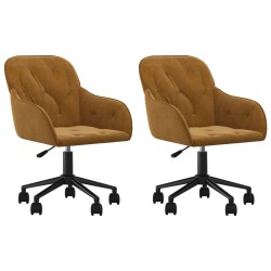 Chaises pivotantes à manger lot de 2 Marron Velours 