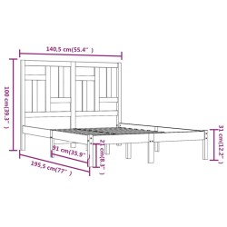 Cadre de lit sans matelas 135x190 cm bois massif 