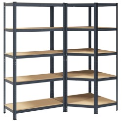 Ensemble d'étagères à 5 niveaux 2 pcs acier bois d'ingénierie 