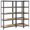 Ensemble d'étagères à 5 niveaux 2 pcs acier bois d'ingénierie 