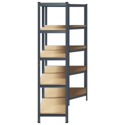 Ensemble d'étagères à 5 niveaux 2 pcs acier bois d'ingénierie 