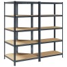Ensemble d'étagères à 5 niveaux 2 pcs acier bois d'ingénierie 