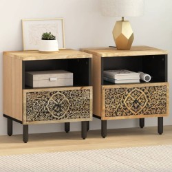 Tables de chevet 2 pcs 40x33x46 cm Bois de manguier solide 