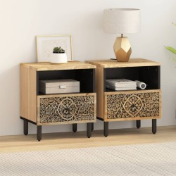 Tables de chevet 2 pcs 40x33x46 cm Bois de manguier solide 