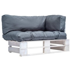 Canapé de jardin palette avec coussins gris pinède 
