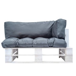 Canapé de jardin palette avec coussins gris pinède 