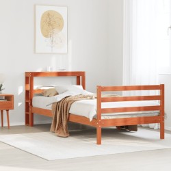 Cadre de lit sans matelas cire marron 90x200 cm bois pin massif 