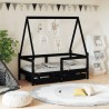 Cadre de lit enfant avec tiroirs noir 70x140 cm bois pin massif  