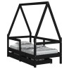 Cadre de lit enfant avec tiroirs noir 70x140 cm bois pin massif  