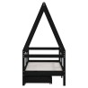 Cadre de lit enfant avec tiroirs noir 70x140 cm bois pin massif  