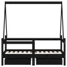 Cadre de lit enfant avec tiroirs noir 70x140 cm bois pin massif  
