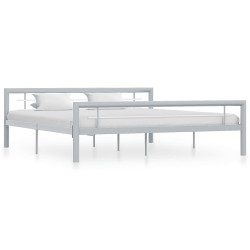 Cadre de lit sans matelas gris et blanc métal 180x200 cm 