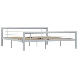 Cadre de lit sans matelas gris et blanc métal 180x200 cm 