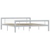 Cadre de lit sans matelas gris et blanc métal 180x200 cm 