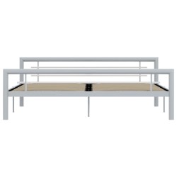 Cadre de lit sans matelas gris et blanc métal 180x200 cm 