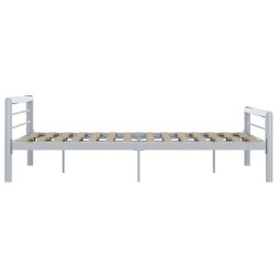 Cadre de lit sans matelas gris et blanc métal 180x200 cm 