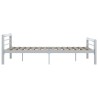 Cadre de lit sans matelas gris et blanc métal 180x200 cm 