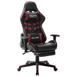 Chaise de jeu avec repose-pied Noir et bordeaux Cuir artificiel 