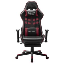 Chaise de jeu avec repose-pied Noir et bordeaux Cuir artificiel 
