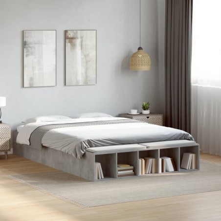 Cadre de lit sans matelas gris béton 140x190 cm 
