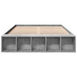 Cadre de lit sans matelas gris béton 140x190 cm 