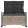 Banc inclinable de jardin et coussins gris clair résine tressée 