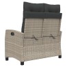Banc inclinable de jardin et coussins gris clair résine tressée 