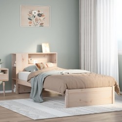 Lit bibliothèque sans matelas 75x190 cm bois de pin massif 