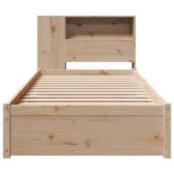 Lit bibliothèque sans matelas 75x190 cm bois de pin massif 