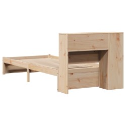 Lit bibliothèque sans matelas 75x190 cm bois de pin massif 