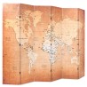 Cloison de séparation pliable 228 x 170 cm Carte du monde Jaune 