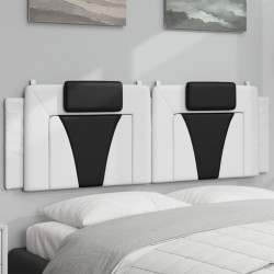 Coussin de tête de lit blanc et noir 160 cm similicuir 