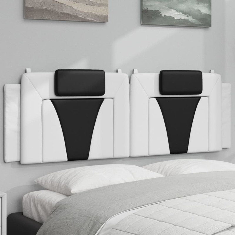Coussin de tête de lit blanc et noir 160 cm similicuir 