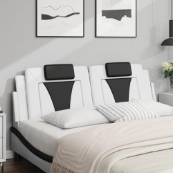 Coussin de tête de lit blanc et noir 160 cm similicuir 
