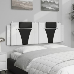 Coussin de tête de lit blanc et noir 160 cm similicuir 
