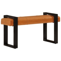 Banc Noir et marron 110 cm Cuir de chèvre véritable 
