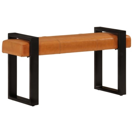 Banc Noir et marron 110 cm Cuir de chèvre véritable 