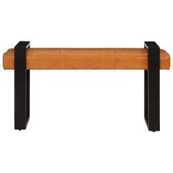 Banc Noir et marron 110 cm Cuir de chèvre véritable 