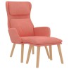 Chaise de relaxation avec tabouret Rose Velours 