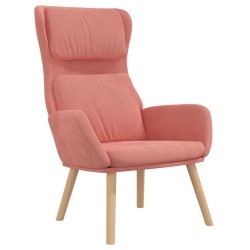 Chaise de relaxation avec tabouret Rose Velours 