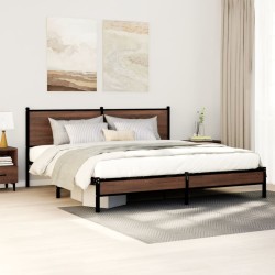 Cadre de lit en métal sans matelas chêne marron 183x213 cm 