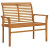 Banc de jardin avec coussin à carreaux rouge 112 cm Teck massif 