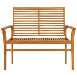Banc de jardin avec coussin à carreaux rouge 112 cm Teck massif 